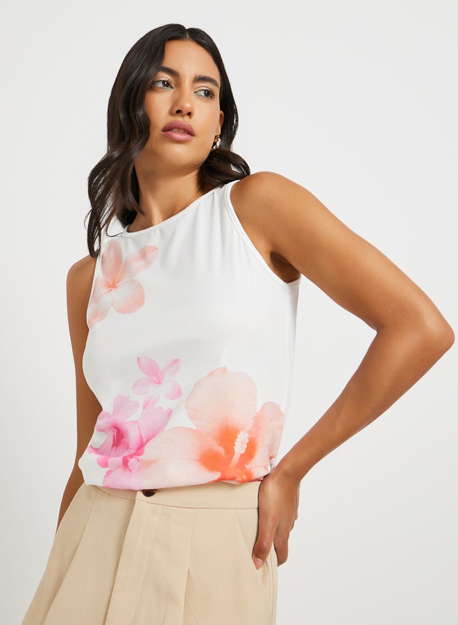 Take Two Floral Print Sleeveless Round Neck Top  - Image 3