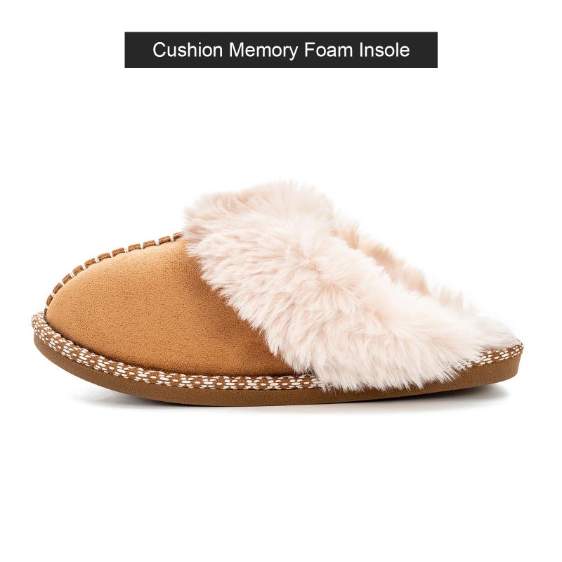 mazeskin Women's Fluffy Memory Foam Slippers, Cozy Winter Furry House Shoes with Warm Fuzzy Lining and Non-Slip Rubber Sole Indoor Outdoor,Chestnut US6-7.5 - Image 4