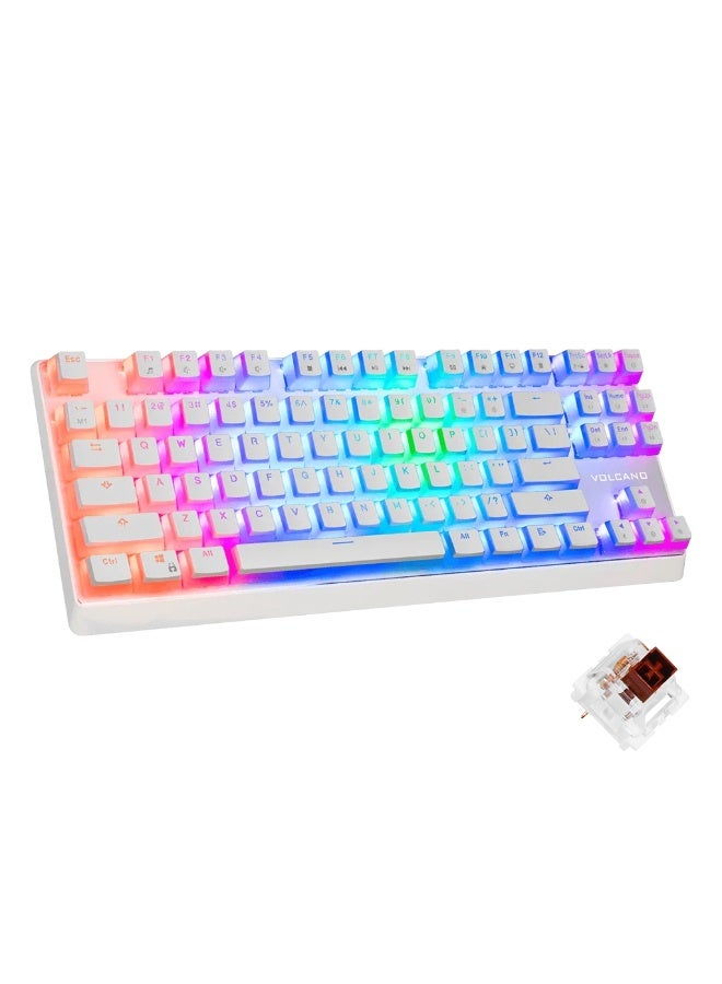 موديكوم لوحة مفاتيح VOLCANO LANPARTY RGB Pudding Edition - لون بني من Outemu - أغطية مفاتيح Double-Shot Pudding - هيكل من الألومنيوم - إضاءة خلفية RGB كاملة (16.7 مليون لون) - مفاتيح كاملة مضادة للظلال - Image 1