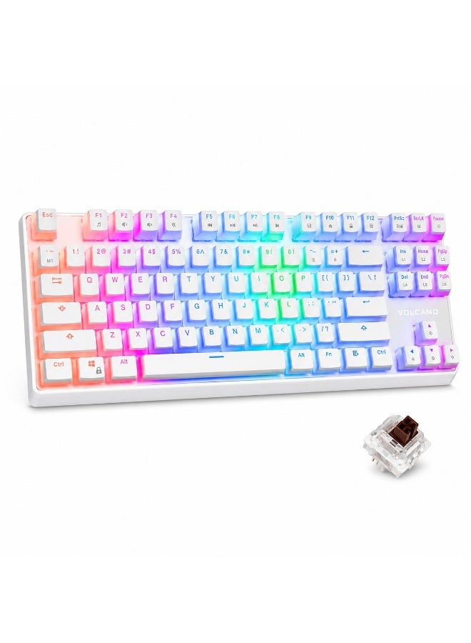 موديكوم لوحة مفاتيح VOLCANO LANPARTY RGB Pudding Edition - لون بني من Outemu - أغطية مفاتيح Double-Shot Pudding - هيكل من الألومنيوم - إضاءة خلفية RGB كاملة (16.7 مليون لون) - مفاتيح كاملة مضادة للظلال - Image 1