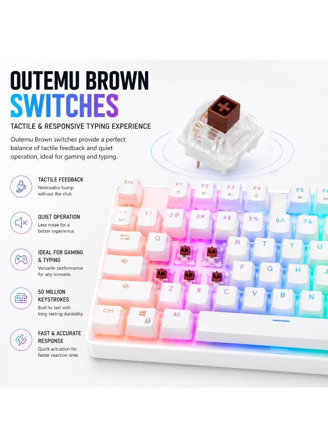 موديكوم لوحة مفاتيح VOLCANO LANPARTY RGB Pudding Edition - لون بني من Outemu - أغطية مفاتيح Double-Shot Pudding - هيكل من الألومنيوم - إضاءة خلفية RGB كاملة (16.7 مليون لون) - مفاتيح كاملة مضادة للظلال - Image 3