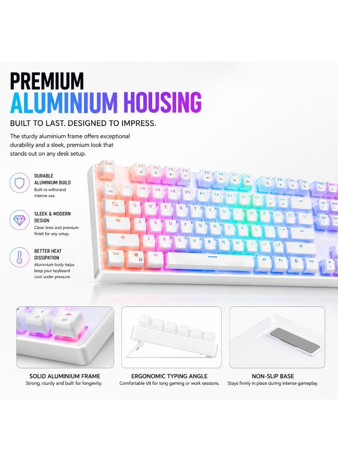 موديكوم لوحة مفاتيح VOLCANO LANPARTY RGB Pudding Edition - لون بني من Outemu - أغطية مفاتيح Double-Shot Pudding - هيكل من الألومنيوم - إضاءة خلفية RGB كاملة (16.7 مليون لون) - مفاتيح كاملة مضادة للظلال - Image 5