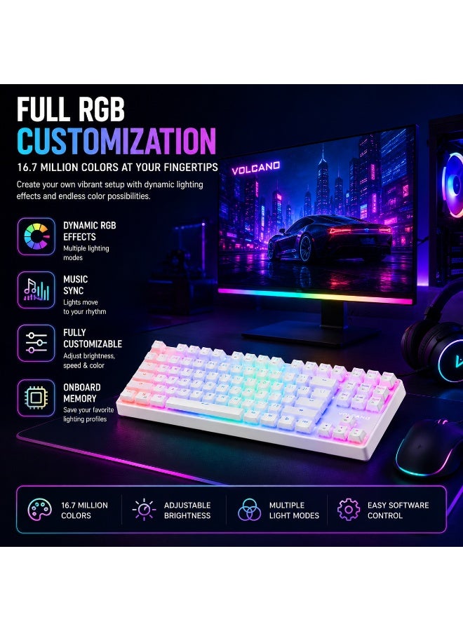 موديكوم لوحة مفاتيح VOLCANO LANPARTY RGB Pudding Edition - لون بني من Outemu - أغطية مفاتيح Double-Shot Pudding - هيكل من الألومنيوم - إضاءة خلفية RGB كاملة (16.7 مليون لون) - مفاتيح كاملة مضادة للظلال - Image 2