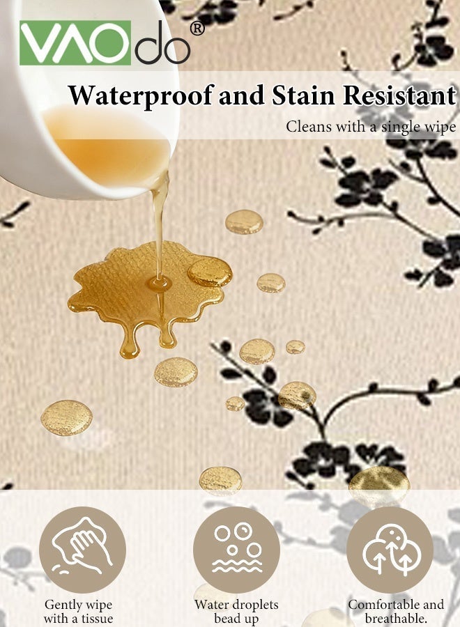 VAOdo Large Round Area Rug, Soft Non-slip Decorative Carpet, Washable Circle Low-pile Rug, Vintage Ink Painting Pattern Mat for Bedroom Living Room Dressing Room 120*120CM - Image 3