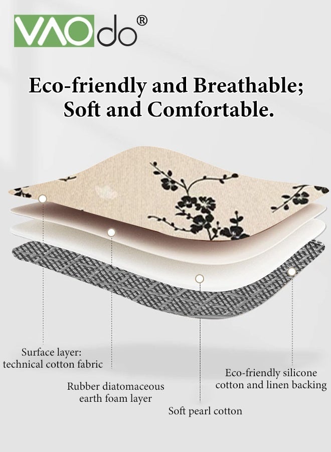 VAOdo Large Round Area Rug, Soft Non-slip Decorative Carpet, Washable Circle Low-pile Rug, Vintage Ink Painting Pattern Mat for Bedroom Living Room Dressing Room 120*120CM - Image 5