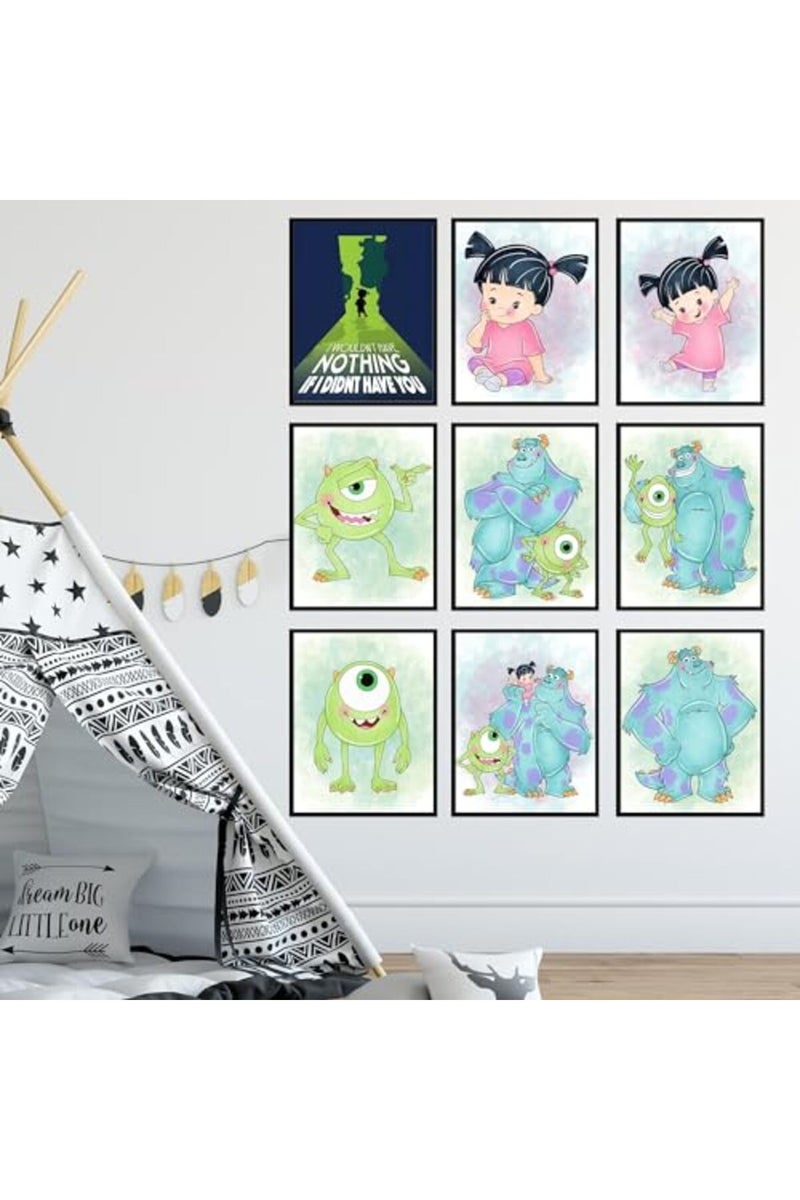 BigWig Prints فن الجدران من BigWig للطباعة - ملصقات شخصيات بيكسار، فن سولي ومايك وازوفسكي، ديكور غرفة الأطفال، فن حضانة ملون وجميل، اقتباس ملهم - مجموعة غير مؤطرة من 9 (8x10) - Image 5