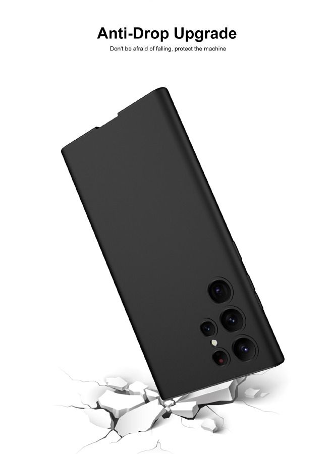 إيف Samsung Galaxy S23 Ultra Case ، شعور الجلد السيليكون السائل النحيف ، غطاء وقائي مقاوم للمنسق العسكري ， مقاوم للصدمات ， مضاد للأصفر ， مضاد للخلع （أسود) - Image 3