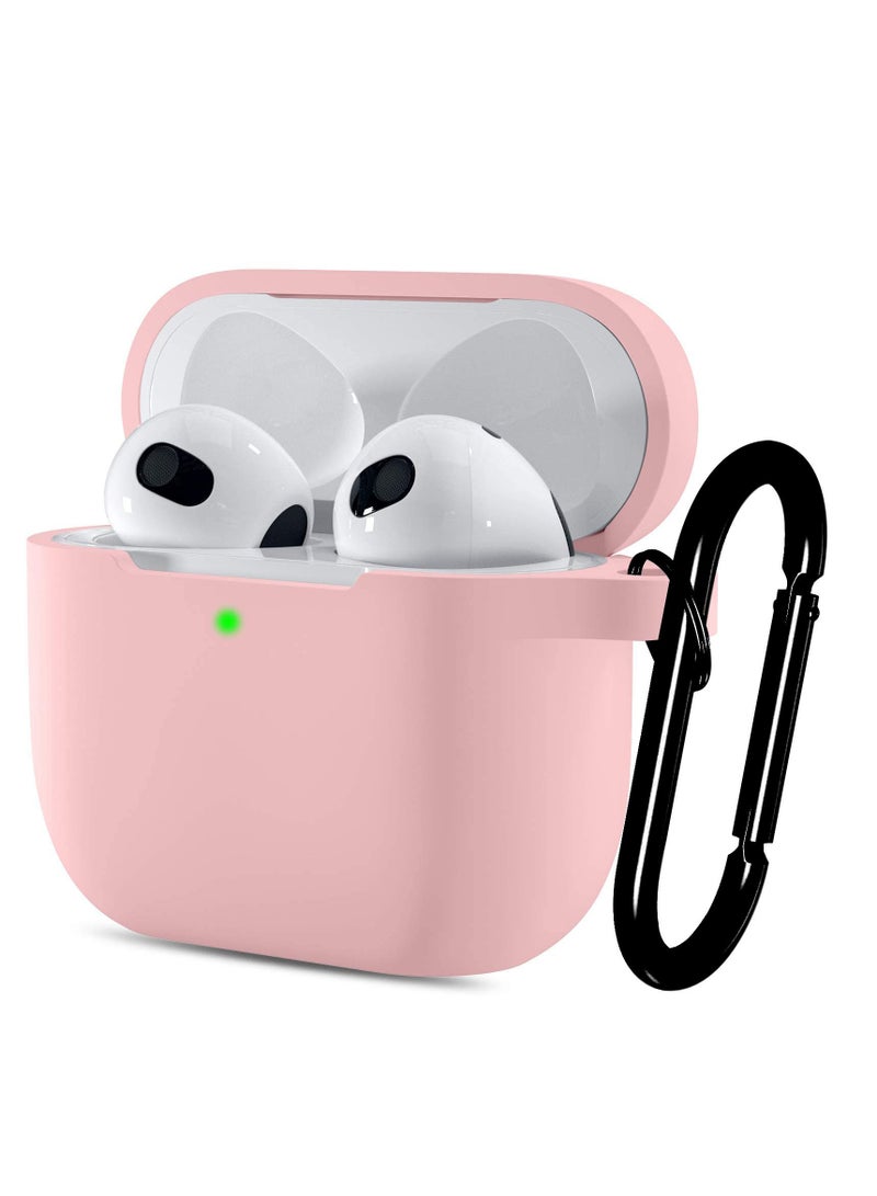 AirPods 3 Case Cover with Keychain Full Body Protective Shockproof Cute Soft Silicone Compatible with Airpods 3rd Generation Case for Women Men Front LED Visible Pink - Image 1