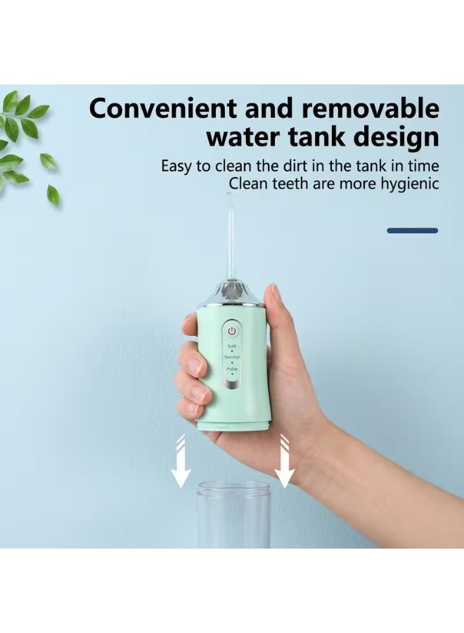 ELTRAZONE Oral Irrigator,Mini Water Flosser, Cordless 200mL Professional, 360° Nozzle Rotation, Hidden Charging Port, 4 Modes 4 Jet Tips, IPX6 Waterproof, Easy-to-Clean Oral Irrigator for Teeth Cleaning Gums,Orthodontic,Braces Dental Care - Green - Image 4