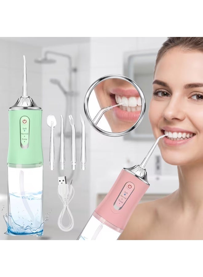 ELTRAZONE Oral Irrigator,Mini Water Flosser, Cordless 200mL Professional, 360° Nozzle Rotation, Hidden Charging Port, 4 Modes 4 Jet Tips, IPX6 Waterproof, Easy-to-Clean Oral Irrigator for Teeth Cleaning Gums,Orthodontic,Braces Dental Care - Green - Image 2