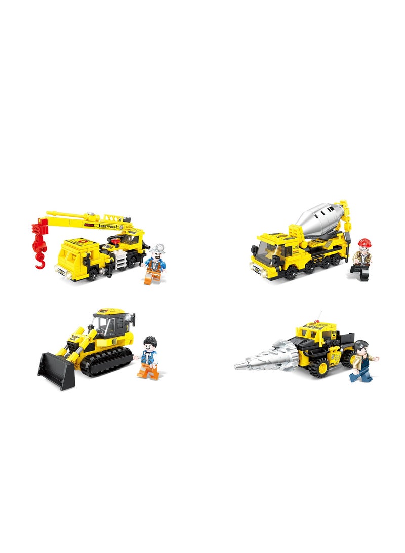 Sembo 1586 - Engineering series building blocks - Set of 4 - Yellow - Image 1