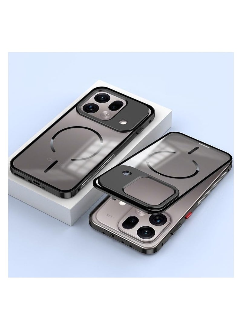 general Magnetic Case Compatible with OPPO Find X9s Pro, Aluminum Alloy Frame, Matte Satin-Finish Translucent Back Cover, Shock-Resistant Case Supports Wireless Charging - Image 1