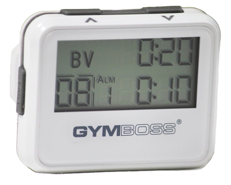 Gymboss مؤقت فترات جيمبوس وساعة توقيت - أبيض/رمادي لامع - Image 1