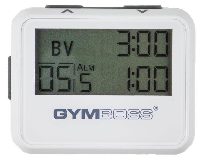 Gymboss مؤقت فترات جيمبوس وساعة توقيت - أبيض/رمادي لامع - Image 2