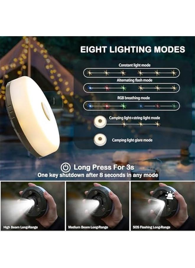 Arabest Portable Camping Lights with 8 Lighting Modes, Fast 30s Recovery, Waterproof, Type-C Charging - Ideal for Camping, Yard, Hiking - 32.8Ft Long  - Image 3