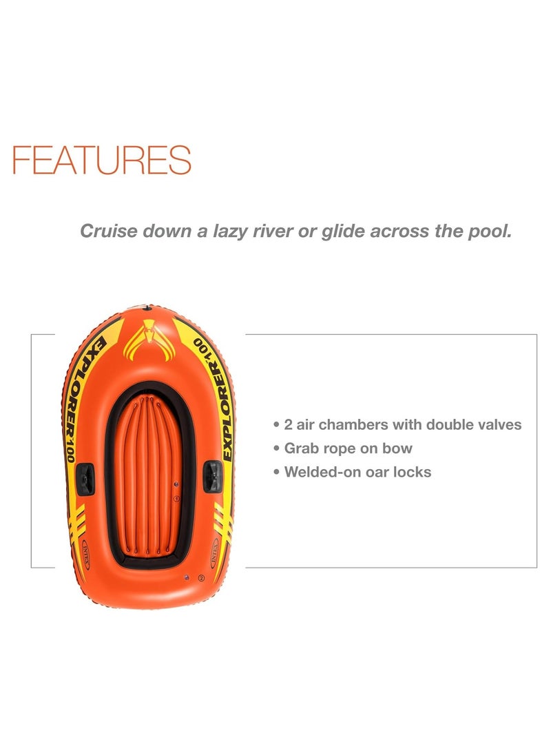 INTEX Explorer Inflatable Boat Series: Dual Air Chambers – Welded Oar Locks – Grab Handles – Bow Rope – Sporty Design  - Image 3
