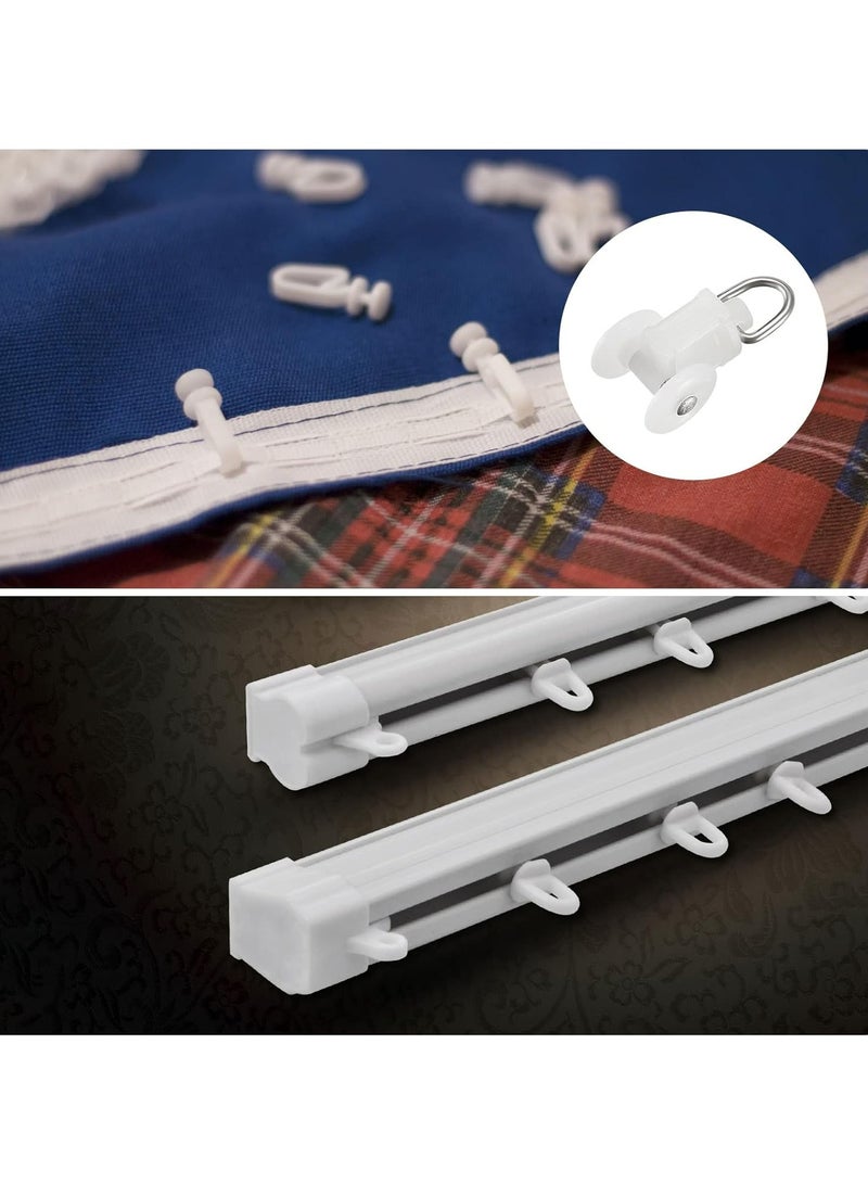 Oasisgalore 80Pcs Curtain Track Rollers，Plastic Twin Wheeled Carriers Drapery Rail Sliding Glider(11.5mm)  - Image 3