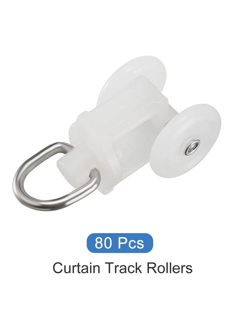 Oasisgalore 80Pcs Curtain Track Rollers，Plastic Twin Wheeled Carriers Drapery Rail Sliding Glider(11.5mm)  - Image 5