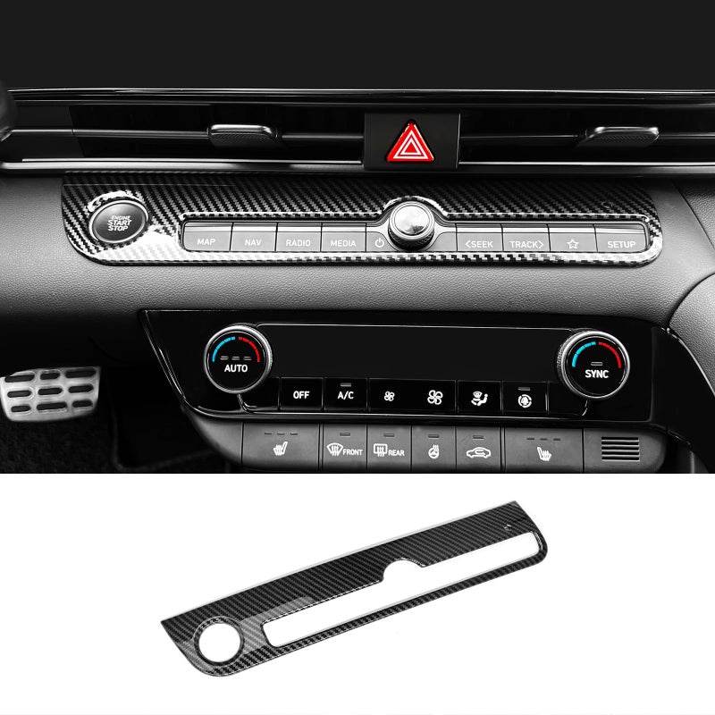 JUIVEEL Carbon Fiber Style One Piece Car Start Stop Button Cover Car Interior Accessories Compatible with Hyundai Elantra CN7 N Line