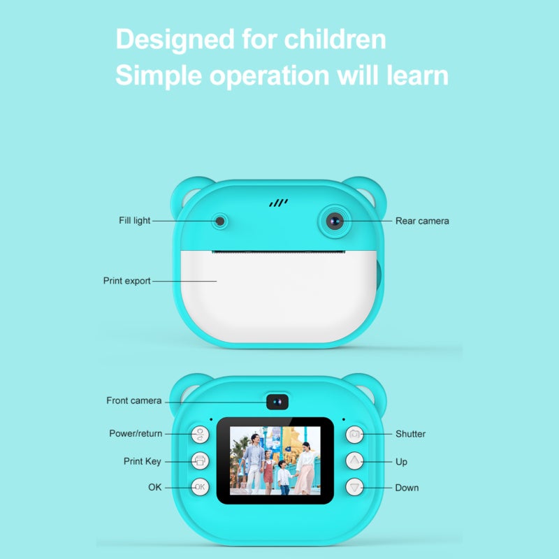 Children's Camera: 2-Inch Hd Display, 24MP, 1080P Hd Recording - One-Click Photo Print, Kids-Friendly Design for Toddlers, Gift Giving & Outdoor Play - Image 4