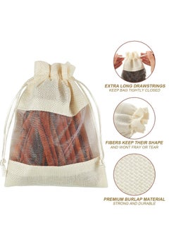 Y&D 40-Pieces 10x14 Cm Linen Burlap Sheer Bag Organza Bag Burlap Bags With Drawstring For Wedding Party Favors Cosmetic Samples Goodies Mesh Pouch (White)  - Image 3