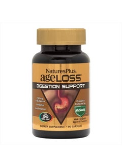 Nature's Plus NaturesPlus AgeLoss Digestion Support - 90 Capsules - Prebiotics, Live Enzymes & 150 mg L-Glutamine - Gluten Free - 30 Servings  - Image 1