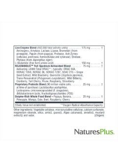 Nature's Plus NaturesPlus AgeLoss Digestion Support - 90 Capsules - Prebiotics, Live Enzymes & 150 mg L-Glutamine - Gluten Free - 30 Servings  - Image 5