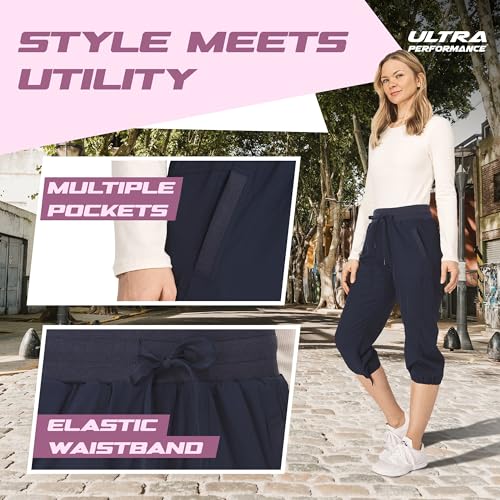 Ultra Performance Capri Pants for Women 2 Pack Womens Capris Hiking Capri Pants Summer Clothes for Women (Avail in Plus Size) Wine, Navy - Image 3