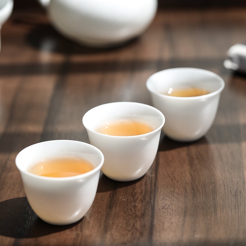 JD Jing Zao MULTIPOTENT Chinese White Complete Kung Fu Tea Set, Mutton-Fat Jade Porcelain Ultra-Thin Gaiwan Set (Shatterproof Packaging) YQ0055 - Image 4