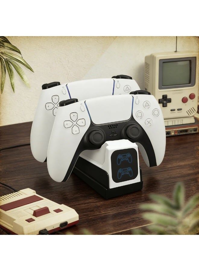 محطة شحن سريع متوافقة مع أيدي تحكم بلايستيشن 5 (PS5 DualSense)، قاعدة شاحن مزدوجة مع مؤشر LED وكابل Type-C - Image 4