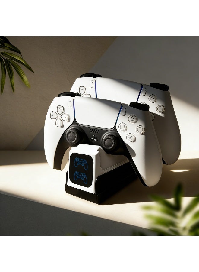 محطة شحن سريع متوافقة مع أيدي تحكم بلايستيشن 5 (PS5 DualSense)، قاعدة شاحن مزدوجة مع مؤشر LED وكابل Type-C - Image 2