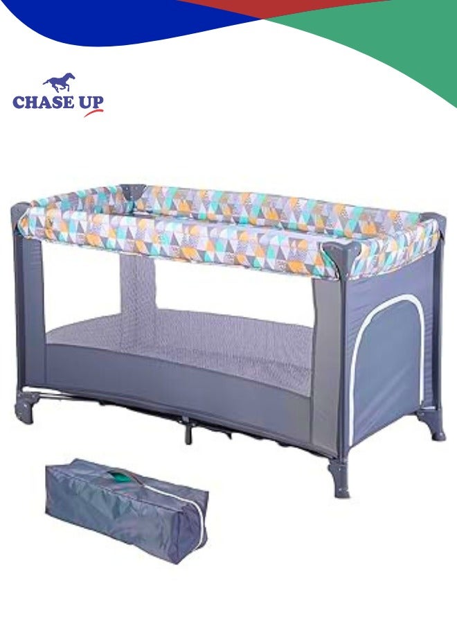 تشيس اب سرير أطفال 2 في 1، منطقة لعب محمولة، سرير سفر قابل للطي، مركز حضانة للأطفال الرضع مع مرتبة مريحة وحقيبة حمل - Image 1