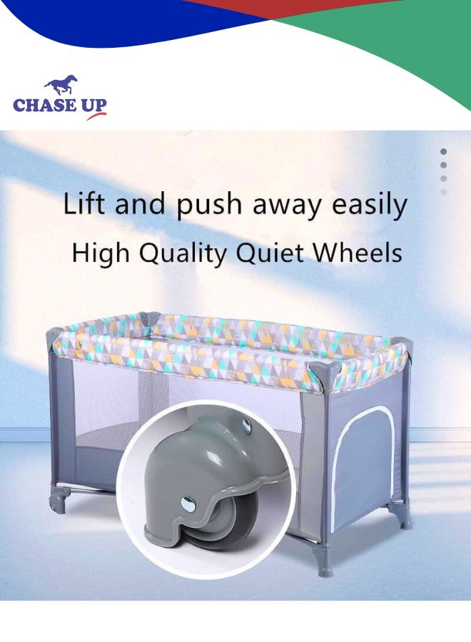 تشيس اب سرير أطفال 2 في 1، منطقة لعب محمولة، سرير سفر قابل للطي، مركز حضانة للأطفال الرضع مع مرتبة مريحة وحقيبة حمل - Image 2