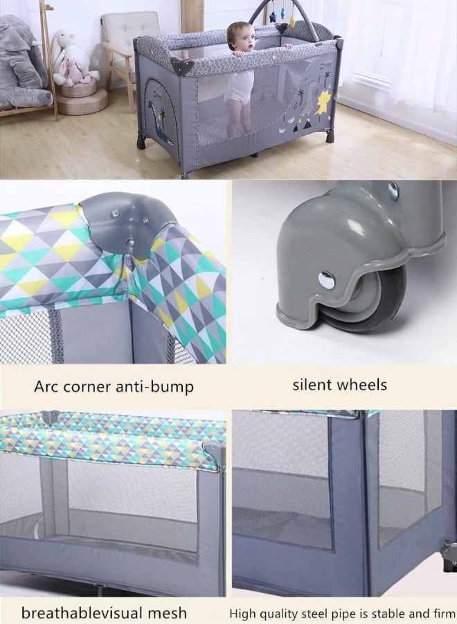 تشيس اب سرير أطفال 2 في 1، منطقة لعب محمولة، سرير سفر قابل للطي، مركز حضانة للأطفال الرضع مع مرتبة مريحة وحقيبة حمل - Image 3