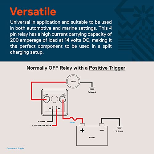ONLINE LED STORE True Mods 12V DC 200 Amp Split Charge Relay Switch - Continuous Duty SPST 4-Pin Terminal High Power Relay for Truck Boat Marine - Image 4
