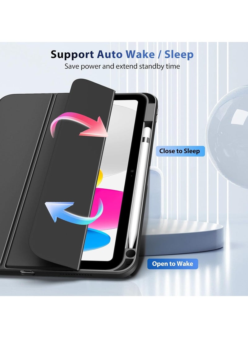 DUSALA Case for iPad (A16) 11th Generation 11 Inch 2025, iPad 10th Generation Case 10.9 Inch 2022 with Pencil Holder,Slim Protective Cover with Clear Back Shell,Auto Wake/Sleep, (Black) - Image 5