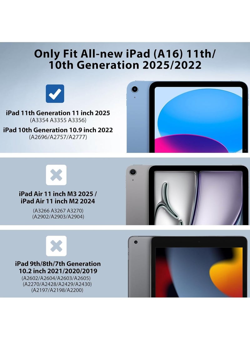 DUSALA Case for iPad (A16) 11th Generation 11 Inch 2025, iPad 10th Generation Case 10.9 Inch 2022 with Pencil Holder,Slim Protective Cover with Clear Back Shell,Auto Wake/Sleep, (Black) - Image 2