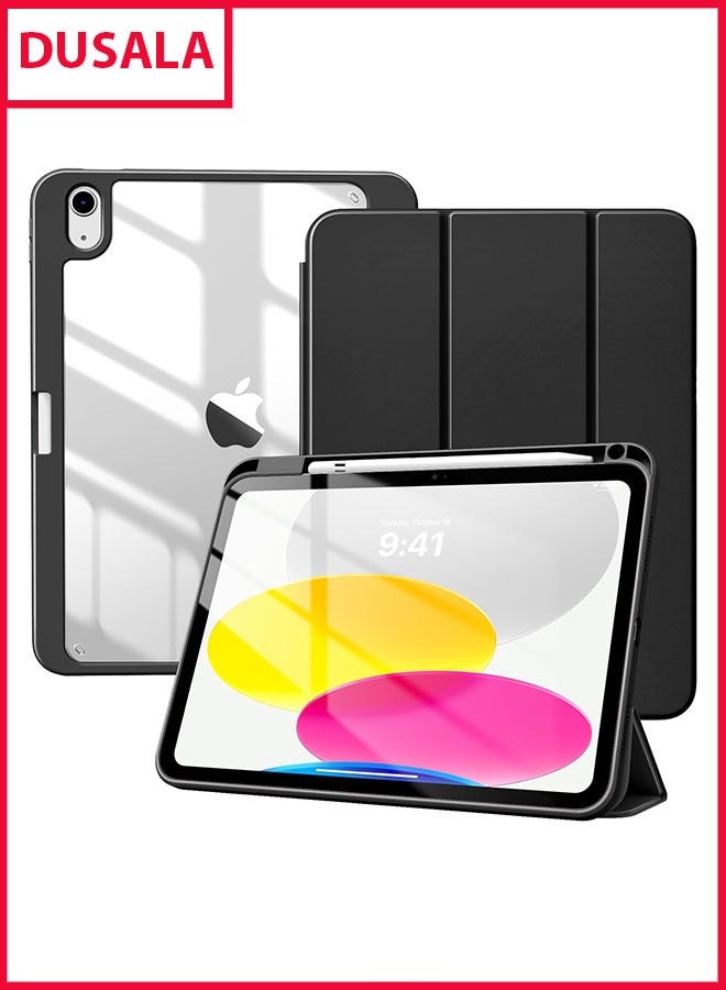 DUSALA Case for iPad (A16) 11th Generation 11 Inch 2025, iPad 10th Generation Case 10.9 Inch 2022 with Pencil Holder,Slim Protective Cover with Clear Back Shell,Auto Wake/Sleep, (Black) - Image 1