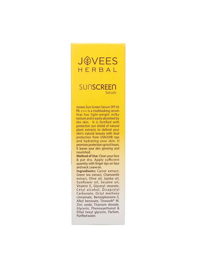 Jovees Sunscreen Face Serum Spf 65 With Green Tea Carrot And Sunflower Extract Broad Spectrum Sun Protection Light Weight & Water Resistant For Oily & Acne Prone Skin 30Ml - Image 4