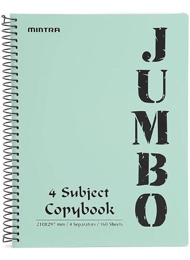 JUMBO A4 Notebook 4 Subjects 160 Sheets-Pastel color- Sage Green