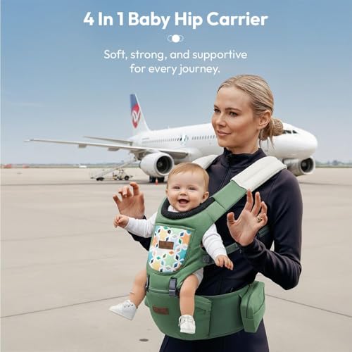 StarAndDaisy 4-in-1 Baby Carrier for 0 to 3 Year Baby/Kangaroo Bag with Comfortable Soft Hip Seat/Baby Carrier - 4 Carrying Positions, 2 Storage Pockets (Green) - Image 2