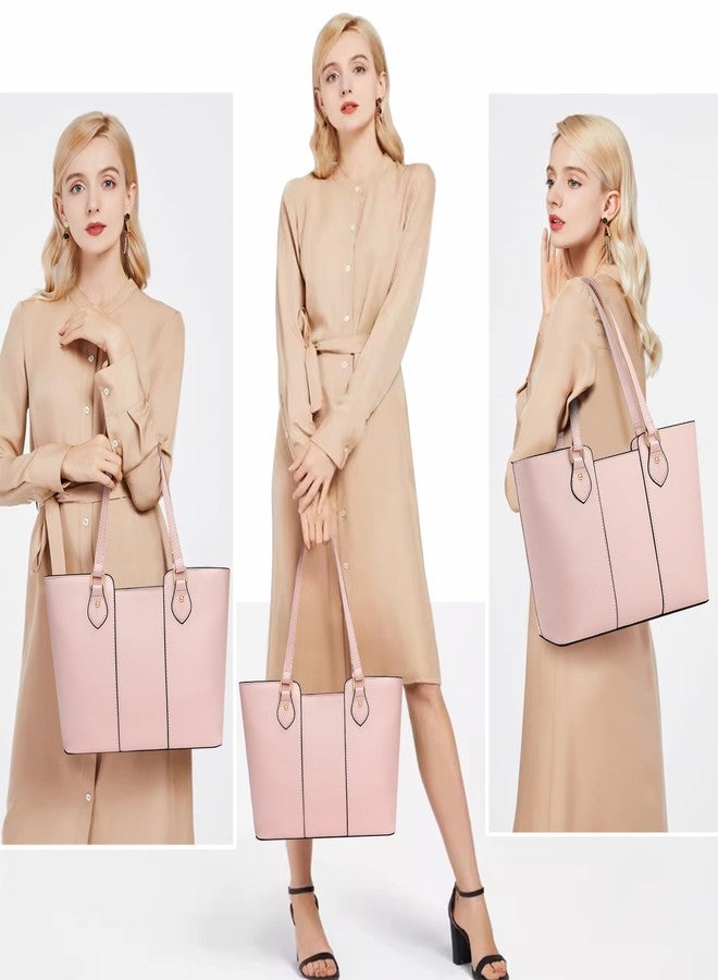 CHICAROUSAL Tote Bag for Women Large Handbags and Purses for Women PU Leather Womens Shoulder Bags (Light Pink) - Image 3