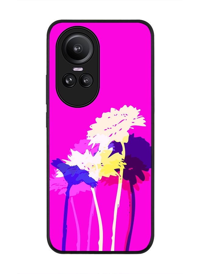 Stylizedd Rugged Black Edge case for Oppo Reno10 / Oppo Reno10 Pro, Custom Slim fit Flexible Anti Drop Thin Phone Case Cover - Bleeding Flowers (Pink) - Image 1