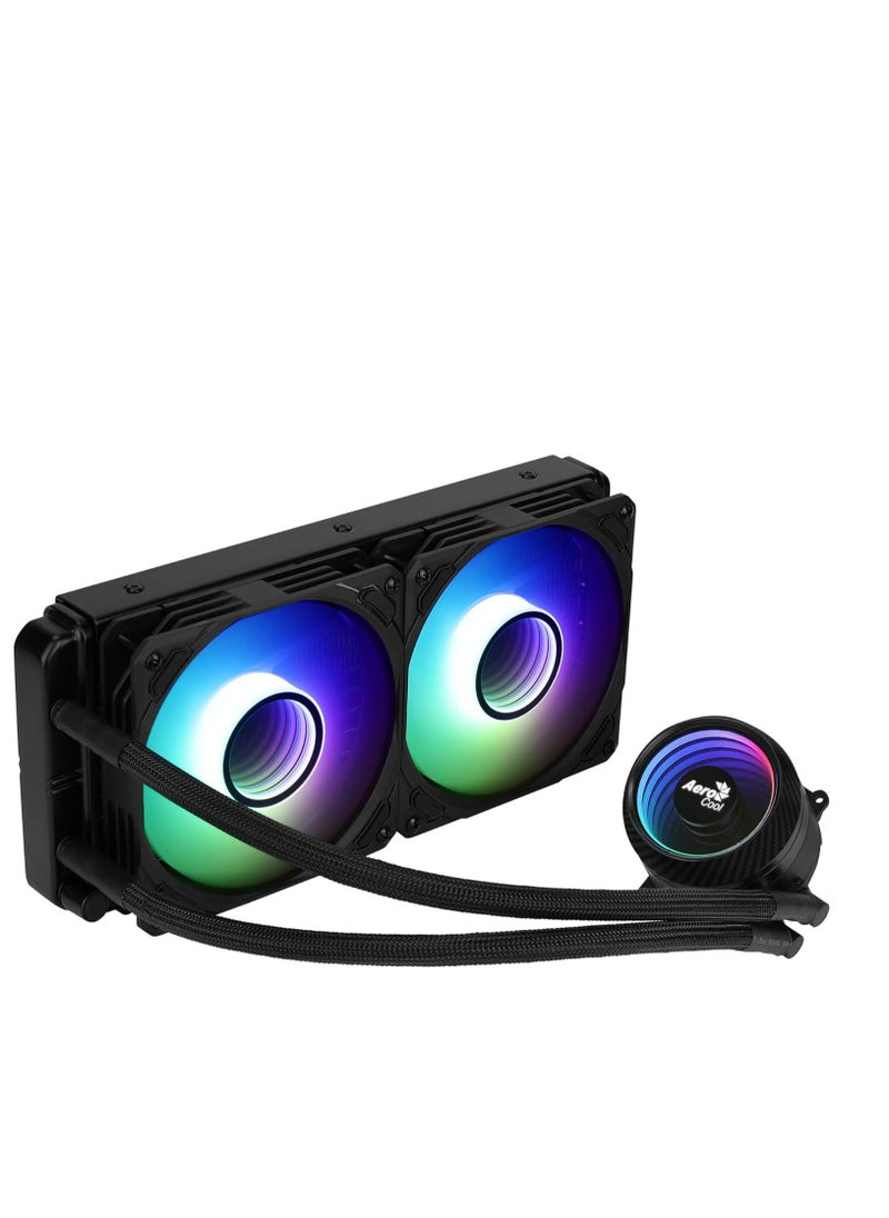 AeroCool Aerocool MIRAGEL240, CPU Liquid Cooling, 2 ARGB Fans 12cm, TDP 400W, Black  - Image 1