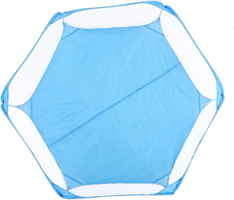 Portable Small Pet Playpen, Transparent Puppy Cat Rabbit Cage Tent, Foldable Pet Fence with Breathable Non - Woven Fabric, Lightweight Outdoor Pet Enclosure for Travel Camping (Blue) - Image 3