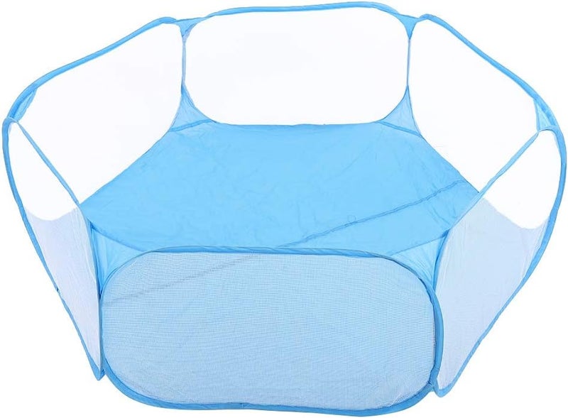 Portable Small Pet Playpen, Transparent Puppy Cat Rabbit Cage Tent, Foldable Pet Fence with Breathable Non - Woven Fabric, Lightweight Outdoor Pet Enclosure for Travel Camping (Blue) - Image 1