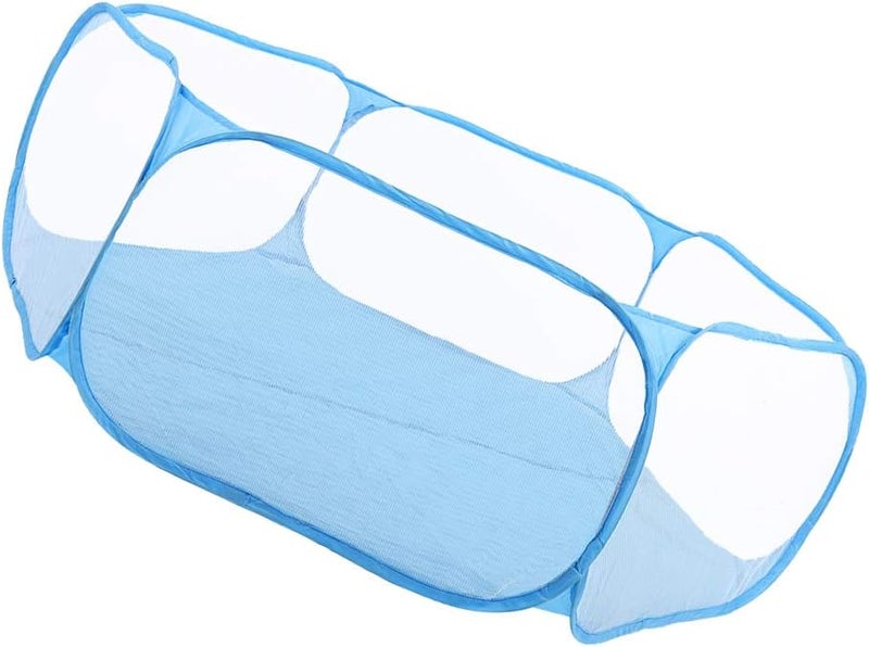 Portable Small Pet Playpen, Transparent Puppy Cat Rabbit Cage Tent, Foldable Pet Fence with Breathable Non - Woven Fabric, Lightweight Outdoor Pet Enclosure for Travel Camping (Blue) - Image 2