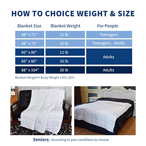 PRETTY NIGHT Weighted Blanket 12lbs Queen Size White 60"x80" Weighted Blankets for Adults Heavy Blanket are Comfortable and Cozy - Image 5