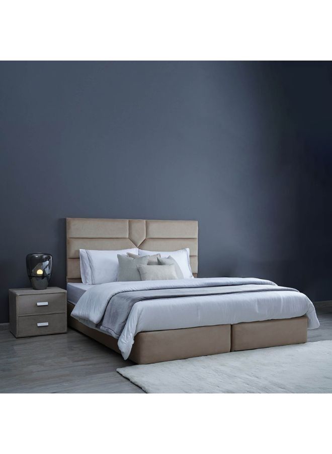 Karnak Estella Premium Upholstered Velvet Bed Frame Bedroom Furniture Strong And Sturdy Modern Design Wooden Bed | Quiet & Comfortable Bed (King - 180x200cm, Beige) - Image 1