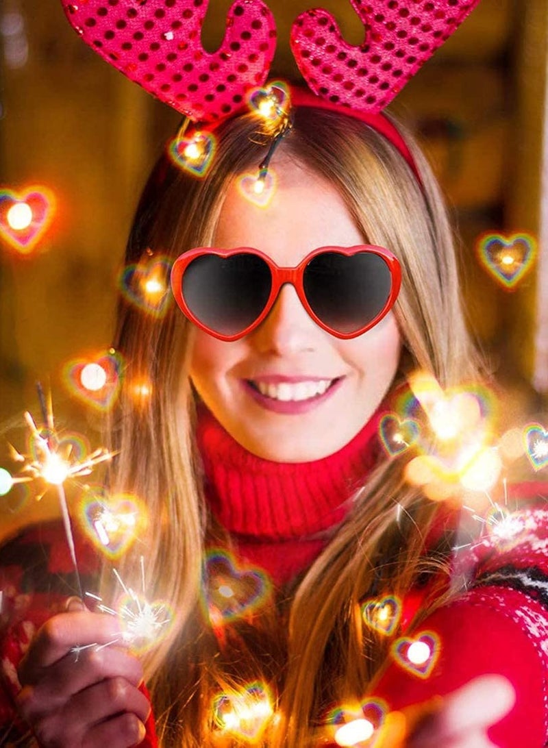 Special Effects Peach Heart Sunglasses Diffraction Eyeglasses for Light Shows Magnetic Clip-On Sunglasses for Night Driving  Plastic Frame - Image 2